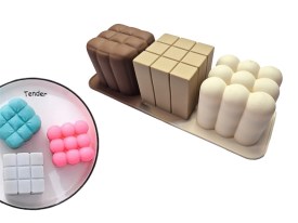 Molde silicona tricolor cubos grandes para velas